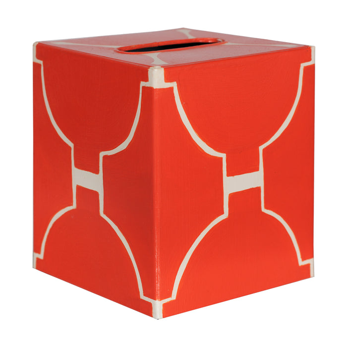 Worlds Away -  Kleenex Box Orange and Cream Pattern - KBACADIAO - GreatFurnitureDeal