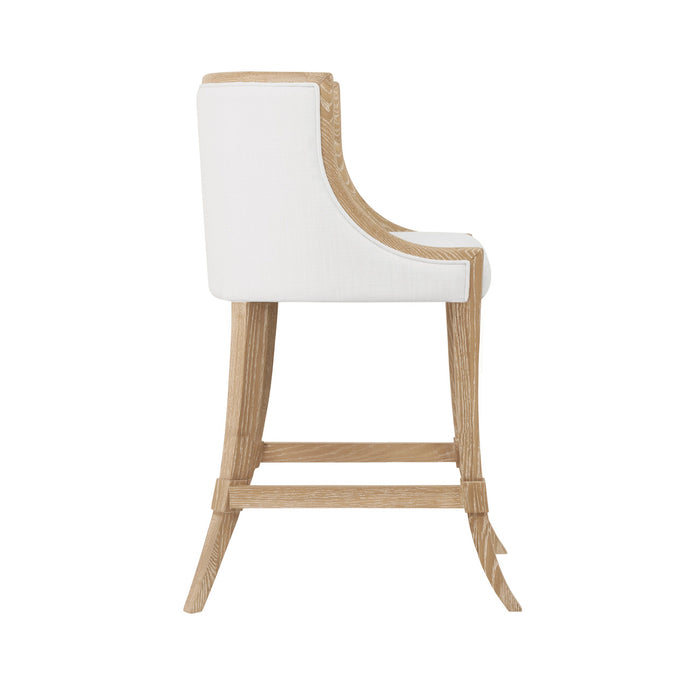 Worlds Away - Keaton Klismos Leg Counter Stool With Performance White Linen Upholstery In Cerused Oak Lacquer - KEATON CO