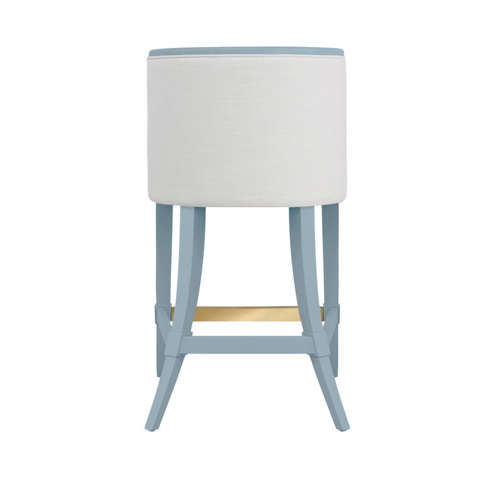 Worlds Away - Keaton Klismos Leg Counter Stool With Performance White Linen Upholstery In Matte Light Blue Lacquer - KEATON LB