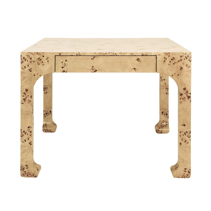 Worlds Away - Kerry Square Two Drawer Pagoda Style Game Table In Burl Wood - KERRY BW