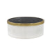 Worlds Away - White Marble Container With Black Marble Top With Brass Rim - KHALID - GreatFurnitureDeal