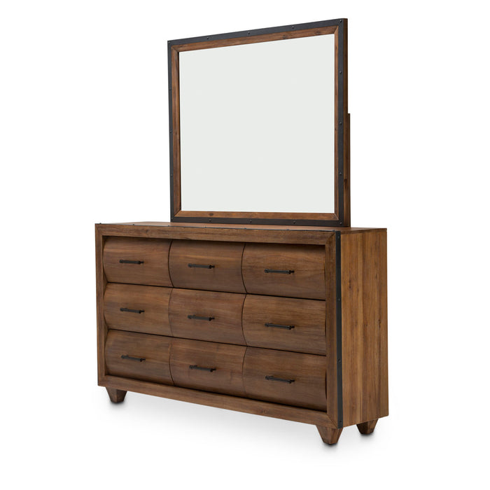 AICO Furniture - Brooklyn Walk"Dresser & Mirror"Burnt Umber - KI-BRKW050-60-408