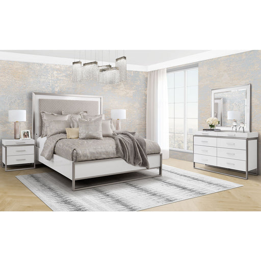 AICO Furniture - Marquee 5 Piece California King Bedroom Set in Cloud White - KI-MRQECK-108-5SET - GreatFurnitureDeal