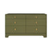 Worlds Away - Six Drawer Rounded Edge Chest With Brass Beetle Knob In Olive Green Matte Lacquer - KILMER OLV - GreatFurnitureDeal