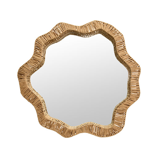 Worlds Away - komodo Round Organic Shaped Mirror With Natural Rattan Frame - KOMODO - GreatFurnitureDeal