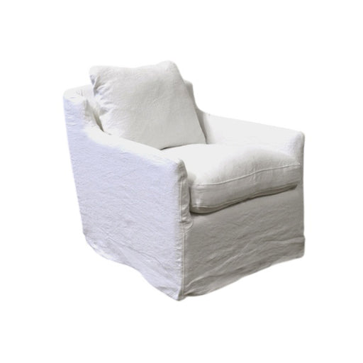GJ Styles - Rhone Swivel Chair with Belgium White Linen - KS362 - GreatFurnitureDeal