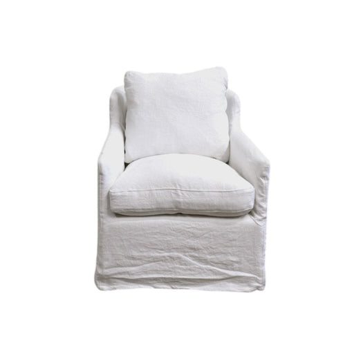 GJ Styles - Rhone Swivel Chair with Belgium White Linen - KS362 - GreatFurnitureDeal