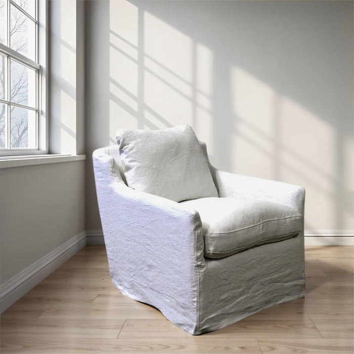 GJ Styles - Rhone Swivel Chair with Belgium White Linen - KS362