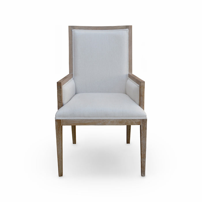 GJ Styles - Ecru Linen Arm Chair W/ Oak Frame - KS384 - GreatFurnitureDeal