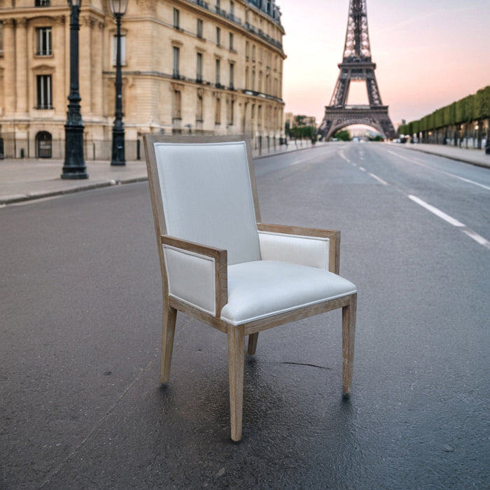 GJ Styles - Ecru Linen Arm Chair W/ Oak Frame - KS384 - GreatFurnitureDeal