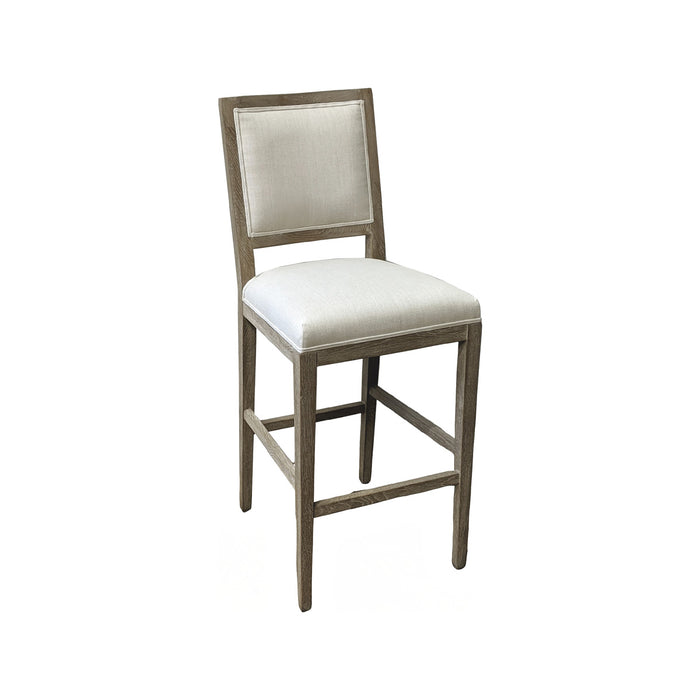 GJ Styles - Ecru Linen Bar Stool with Oak Frame - KS385
