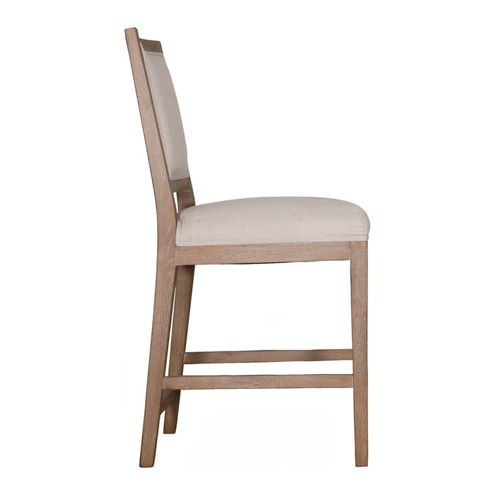 GJ Styles - Ecru Linen Counter Chair with Oak Frame - KS389