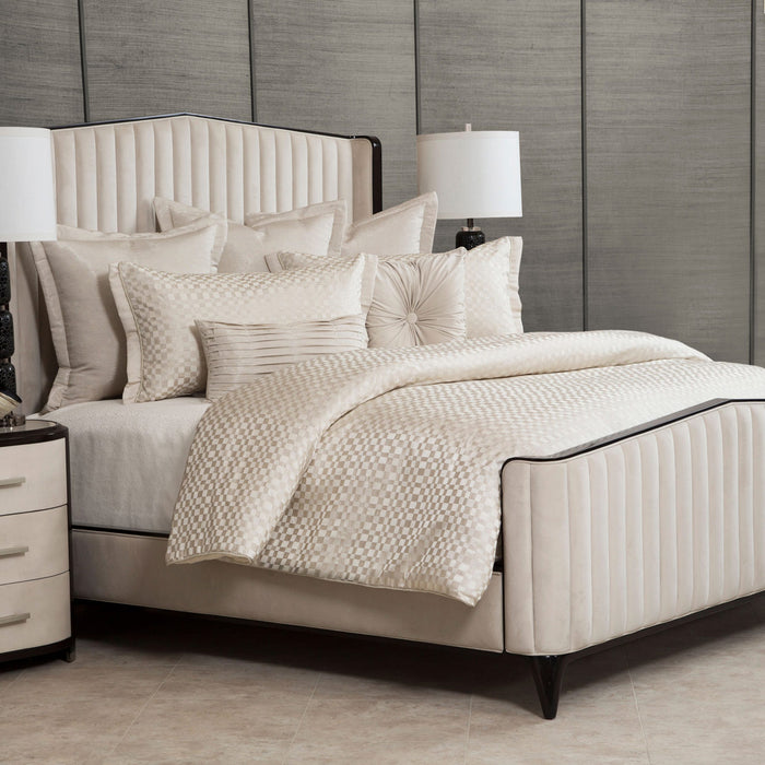 AICO Furniture - Katarina"7pc Queen Comforter Set"Pearl - BCS-QS07-KTRNA-PRL