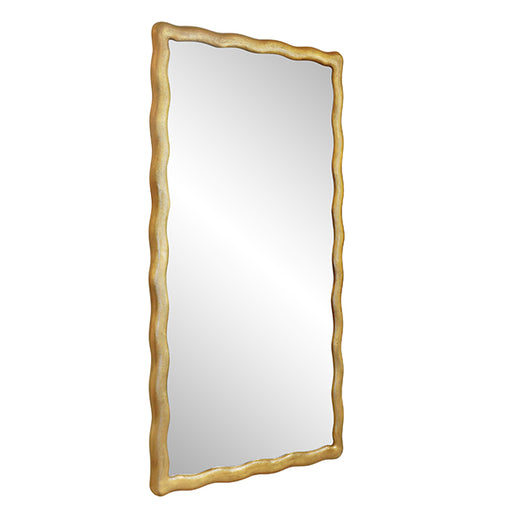 Worlds Away - Rectangular Mirror With Wavey Textured Frame In Brass - KYLO BBR - GreatFurnitureDeal