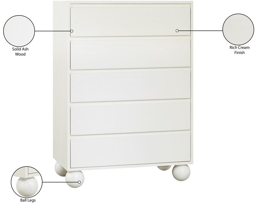 Meridian Furniture - Kent Cream Ash Wood Chest - KentCream-CH - GreatFurnitureDeal