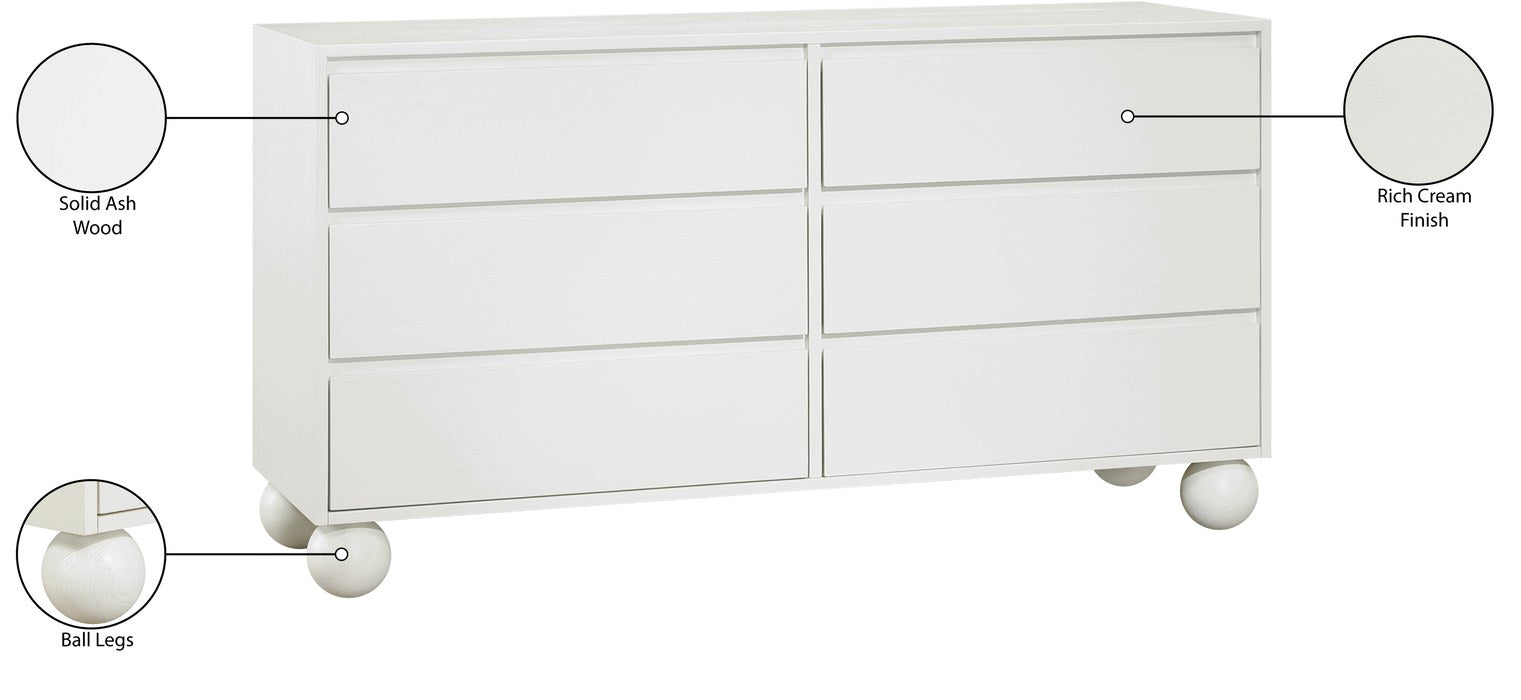 Meridian Furniture - Kent Cream Ash Wood Dresser - KentCream-D - GreatFurnitureDeal