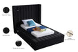 Meridian Furniture - Kiki Black Velvet Upholstered Twin Bed (3 Boxes) - KikiBlack-T - GreatFurnitureDeal