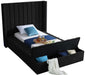 Meridian Furniture - Kiki Black Velvet Upholstered Twin Bed (3 Boxes) - KikiBlack-T - GreatFurnitureDeal
