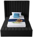 Meridian Furniture - Kiki Black Velvet Upholstered Twin Bed (3 Boxes) - KikiBlack-T - GreatFurnitureDeal