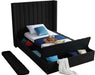 Meridian Furniture - Kiki Black Velvet Upholstered Twin Bed (3 Boxes) - KikiBlack-T - GreatFurnitureDeal