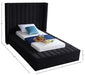 Meridian Furniture - Kiki Black Velvet Upholstered Twin Bed (3 Boxes) - KikiBlack-T - GreatFurnitureDeal