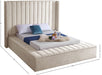 Meridian Furniture - Kiki Cream Velvet Upholstered Full Bed (3 Boxes) - KikiCream-F - GreatFurnitureDeal
