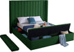 Meridian Furniture - Kiki Green Velvet Upholstered Full Bed (3 Boxes) - KikiGreen-F - GreatFurnitureDeal
