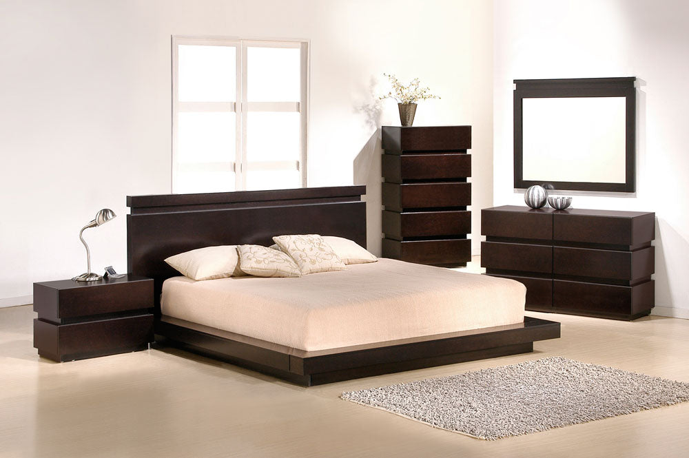 J&M Furniture - Knotch Walnut 5 Piece Queen Bedroom Set - 1754426-Q-5SET-WALNUT - GreatFurnitureDeal