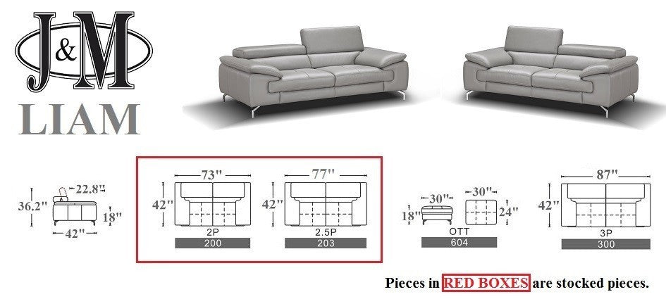 J&M Furniture - Liam Premium Leather Sofa - 187581-S
