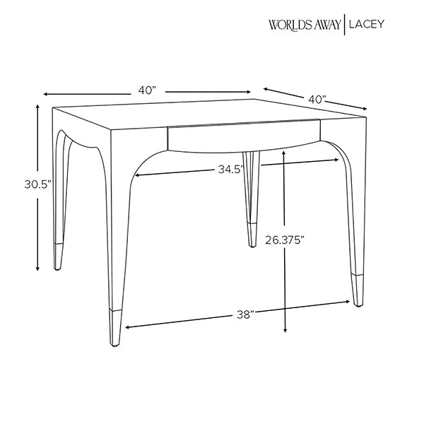 Worlds Away - Lacey Square Tapered Leg, Two Drawer Game Table With Antique Brass Foot Caps In Light Blue Lacquer - LACEY LB