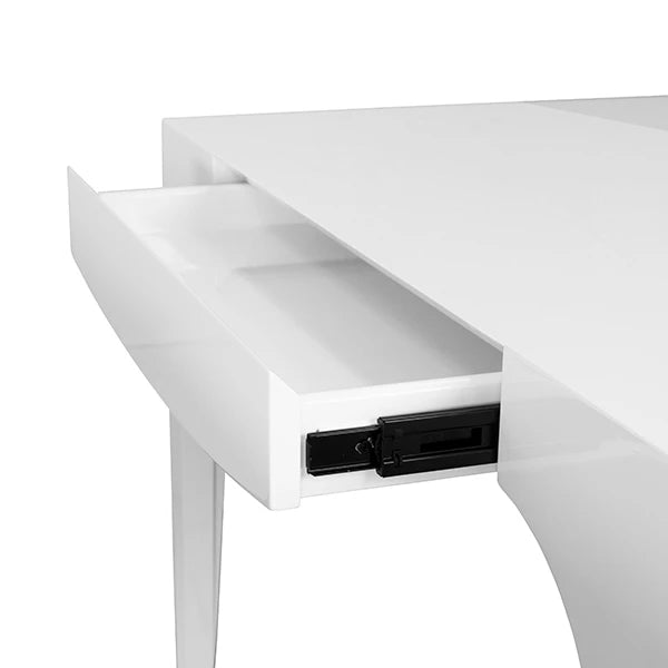 Worlds Away - Lacey Square Tapered Leg Two Drawer Game Table With Antique Brass Foot Caps In White Lacquer - LACEY WH