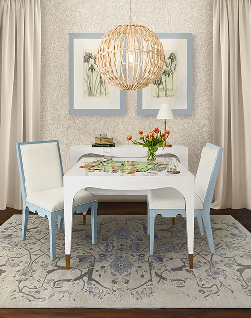Worlds Away - Laverne Two Tier Tapered Leg Console With Antique Brass Foot Caps In White Lacquer - LAVERNE WH - GreatFurnitureDeal