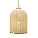 Worlds Away - Laken Bell Shaped Natural Rattan Pendant with Satin Brass Trim - LAKEN - GreatFurnitureDeal