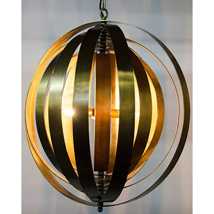Noir Furniture - Tournant Pendant, Antique Brass - LAMP418MB