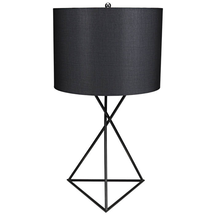 Noir Furniture - Triangle Table Lamp with Shade, Black Metal - LAMP459SH - GreatFurnitureDeal