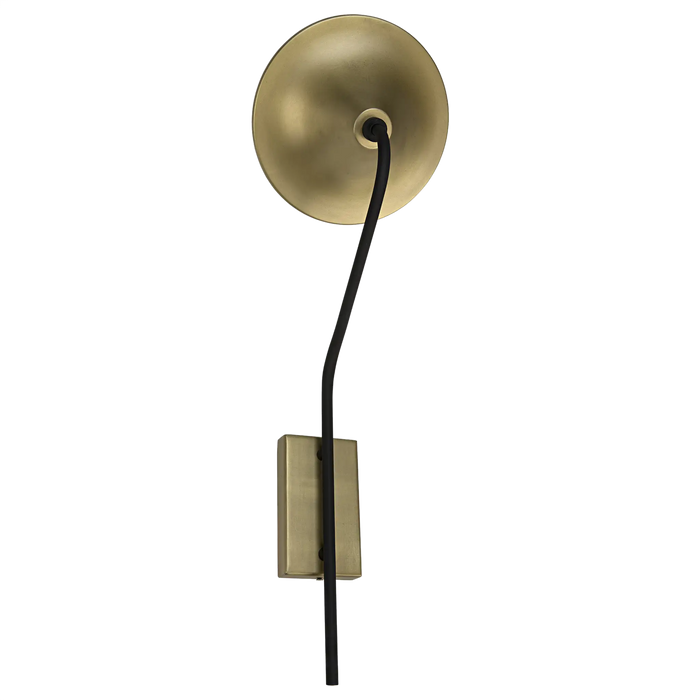 Noir Furniture - Messala Sconce, Black Steel and Brass Finish - LAMP725MTB - GreatFurnitureDeal