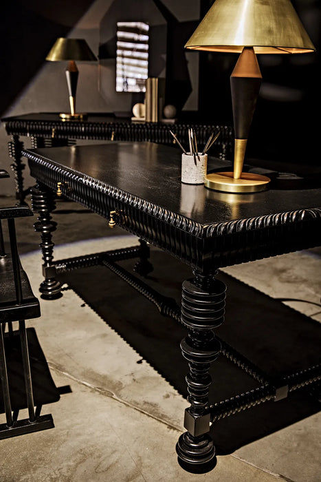 NOIR Furniture - Blau Table Lamp, Brass with Black Metal Detail - LAMP751MTB-MB - GreatFurnitureDeal