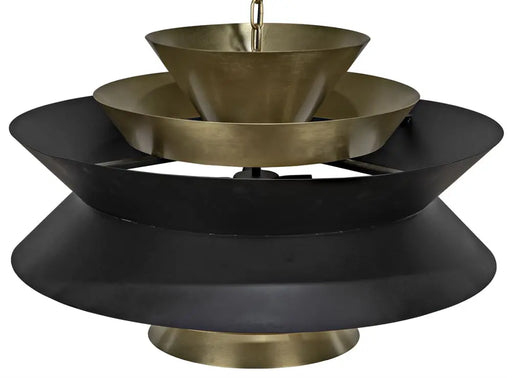 Noir Furniture - Arion Pendant in Matte Black and Antique Brass - LAMP776MB - GreatFurnitureDeal