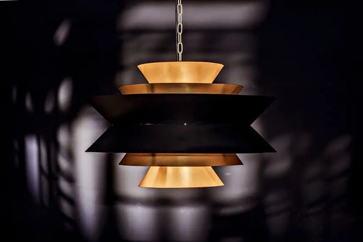 Noir Furniture - Arion Pendant in Matte Black and Antique Brass - LAMP776MB - GreatFurnitureDeal