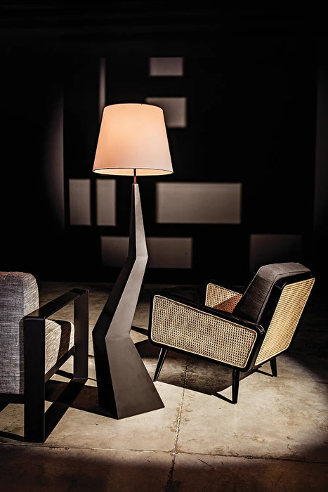 NOIR Furniture - Rhombus Floor Lamp with Shade, Black Metal - LAMP779MTBSH