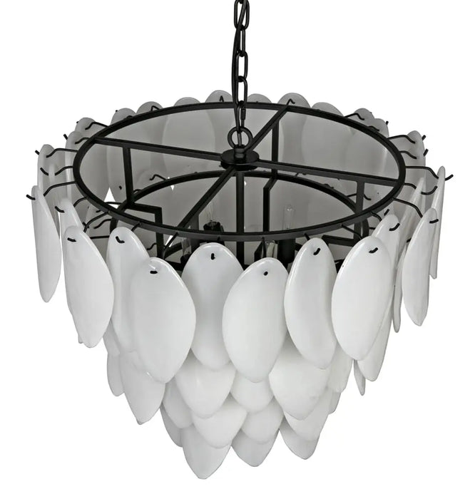 Noir Furniture - Lotus Chandelier Large in Matte Black - LAMP780MTB - GreatFurnitureDeal