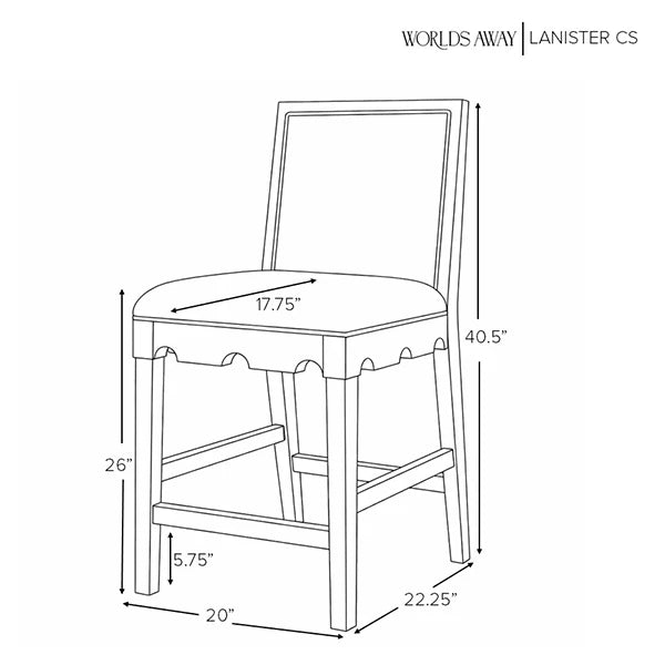 Worlds Away - Lanister Square Back Counter Stool With Decorative Apron In Matte Pink Lacquer With Performance White Linen Upholstery - LANISTER CS PI