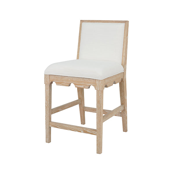 Worlds Away - Lanister Square Back Counter Stool With Decorative Apron in Cerused Oak - LANISTER CS CO - GreatFurnitureDeal