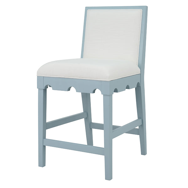 Worlds Away - Lanister Square Back Counter Stool With Decorative Apron in Matte Light Blue Lacquer - LANISTER CS LB - GreatFurnitureDeal