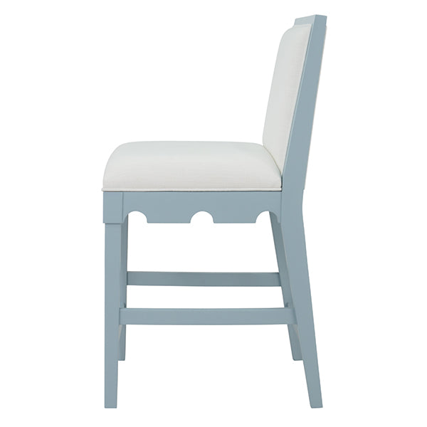 Worlds Away - Lanister Square Back Counter Stool With Decorative Apron in Matte Light Blue Lacquer - LANISTER CS LB - GreatFurnitureDeal