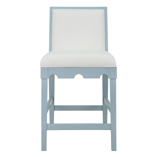 Worlds Away - Lanister Square Back Counter Stool With Decorative Apron in Matte Light Blue Lacquer - LANISTER CS LB - GreatFurnitureDeal