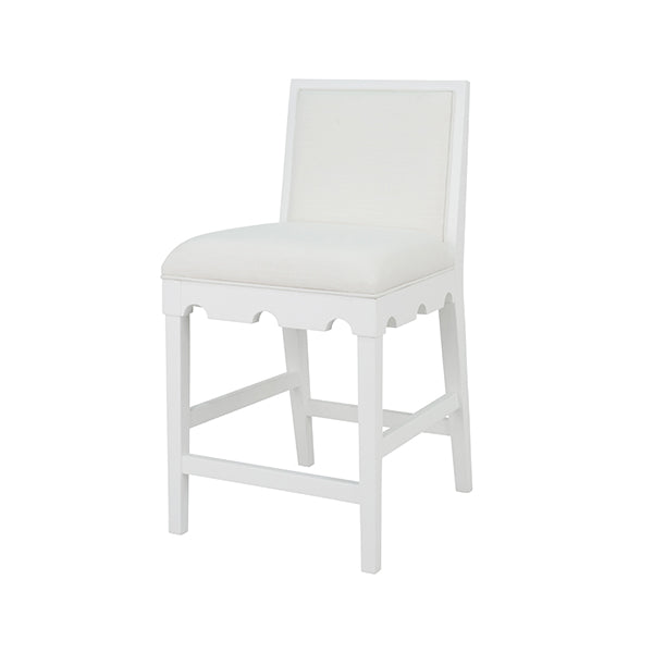 Worlds Away - Lanister Square Back Counter Stool With Decorative Apron In Matte White Lacquer - LANISTER CS WH - GreatFurnitureDeal
