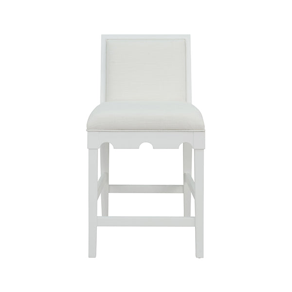 Worlds Away - Lanister Square Back Counter Stool With Decorative Apron In Matte White Lacquer - LANISTER CS WH - GreatFurnitureDeal