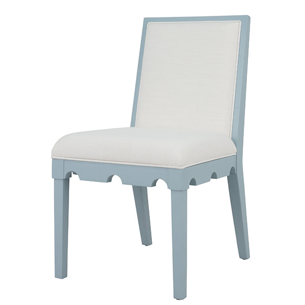 Worlds Away - Lanister Square Back Dining Chair With Decorative Apron In Matte Light Blue Lacquer - LANISTER LB - GreatFurnitureDeal