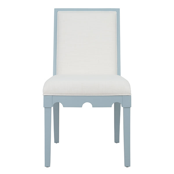 Worlds Away - Lanister Square Back Dining Chair With Decorative Apron In Matte Light Blue Lacquer - LANISTER LB - GreatFurnitureDeal